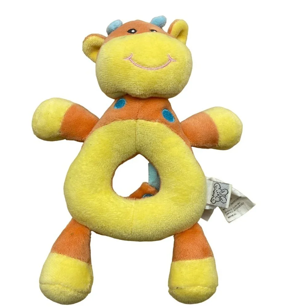 Koala Bear GIRAFFE Baby Rattle Stuffed‎ Animal Toy Ring Yellow Orange Plush 8